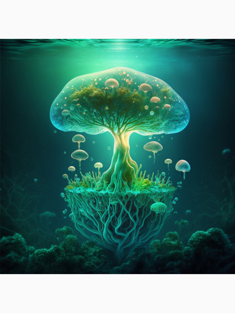 Incredible green glow underwater magical mushroom by forwardthinker