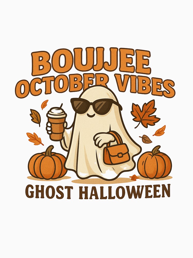 Boujee October Vibes – Cute Ghost Halloween Design for Fall Lovers by SlomianyPisarz