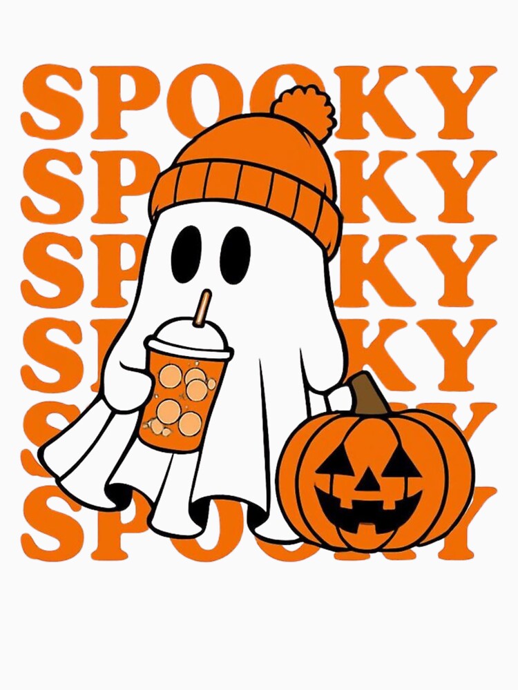 Spooky Ghost with Pumpkin Coffee – Cute Halloween Vibes by FloraMyst