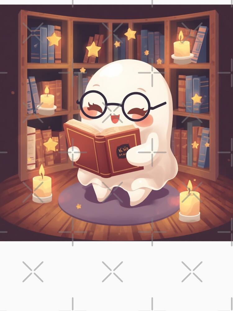 Adorable Reading Ghost | Cozy Library Kawaii Sticker by Stylestickers55