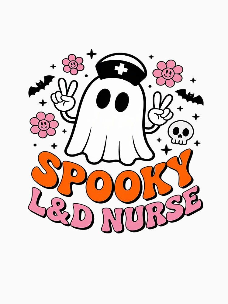 Halloween Spooky Boo Ghost Labor Delivery Nurse L&D OBGYN by ticlitule