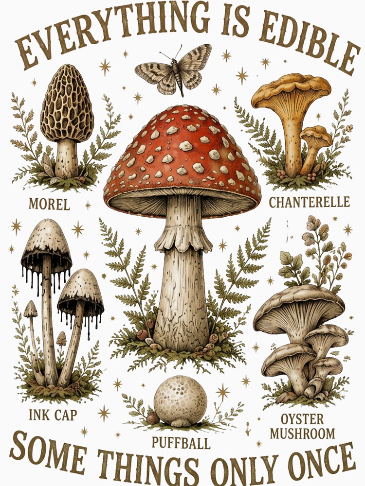 Some Things Only Once Mushroom Art by JILL-RIGGS
