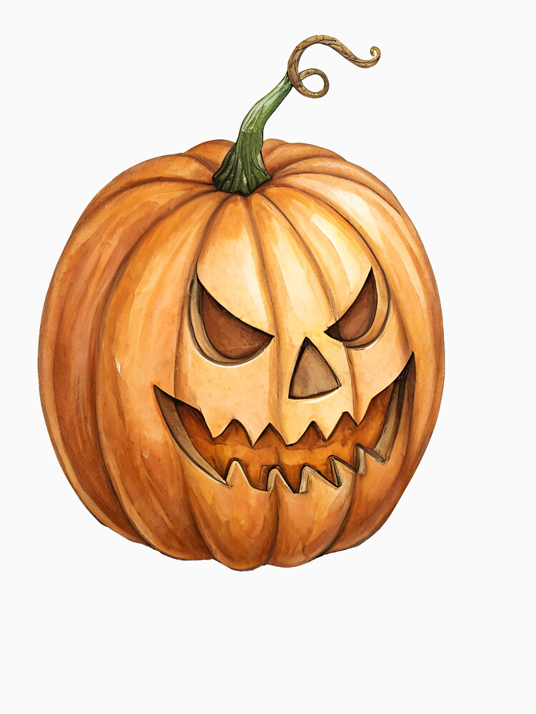 Watercolor Jack o Lantern Halloween Pumpkin by AlinaMel