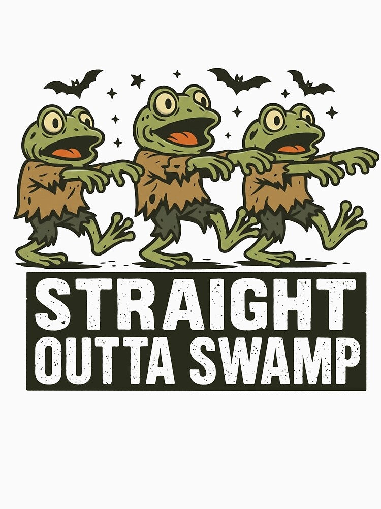 Cute Halloween Ghost Frog Shirt, Straight Outta Swamp by flory-baff-mint
