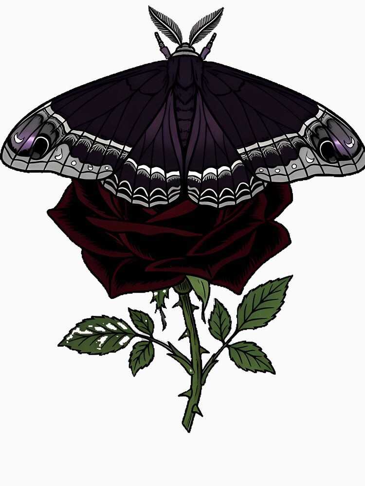 Gothic Moth with Black Rose Icon by IllumeInk