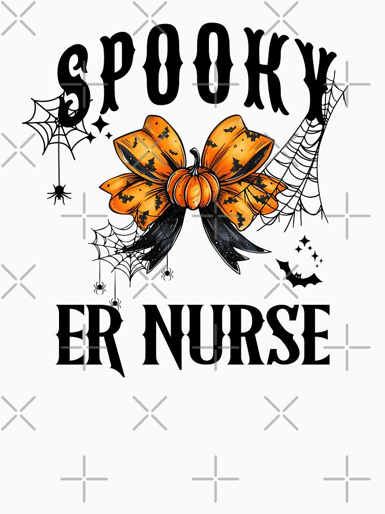 Er Nurse Halloween Spooky Nurse Croquette Bow Pumpkin Spider Webs by IslandGirlArt