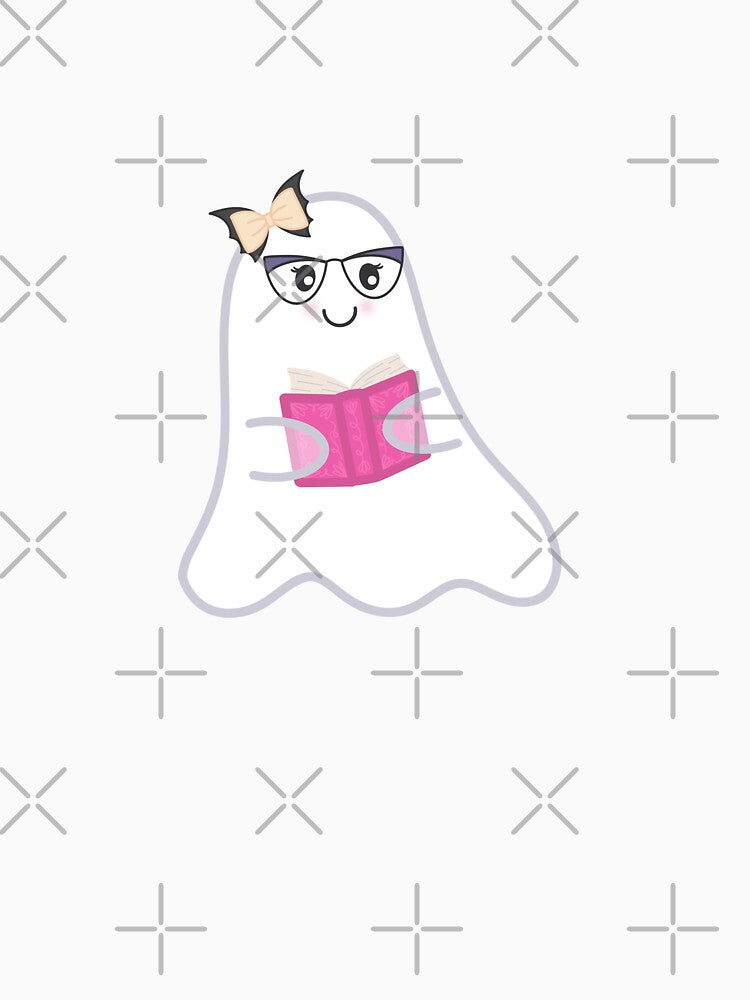 Boolinda, cute bookish ghost design repeating pattern by Thistle Owl Studio