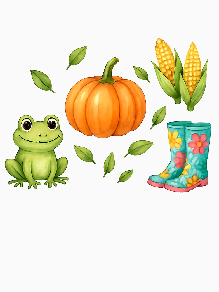 Frog with Pumpkin and Boots - Cute Halloween Design by GoxyVision
