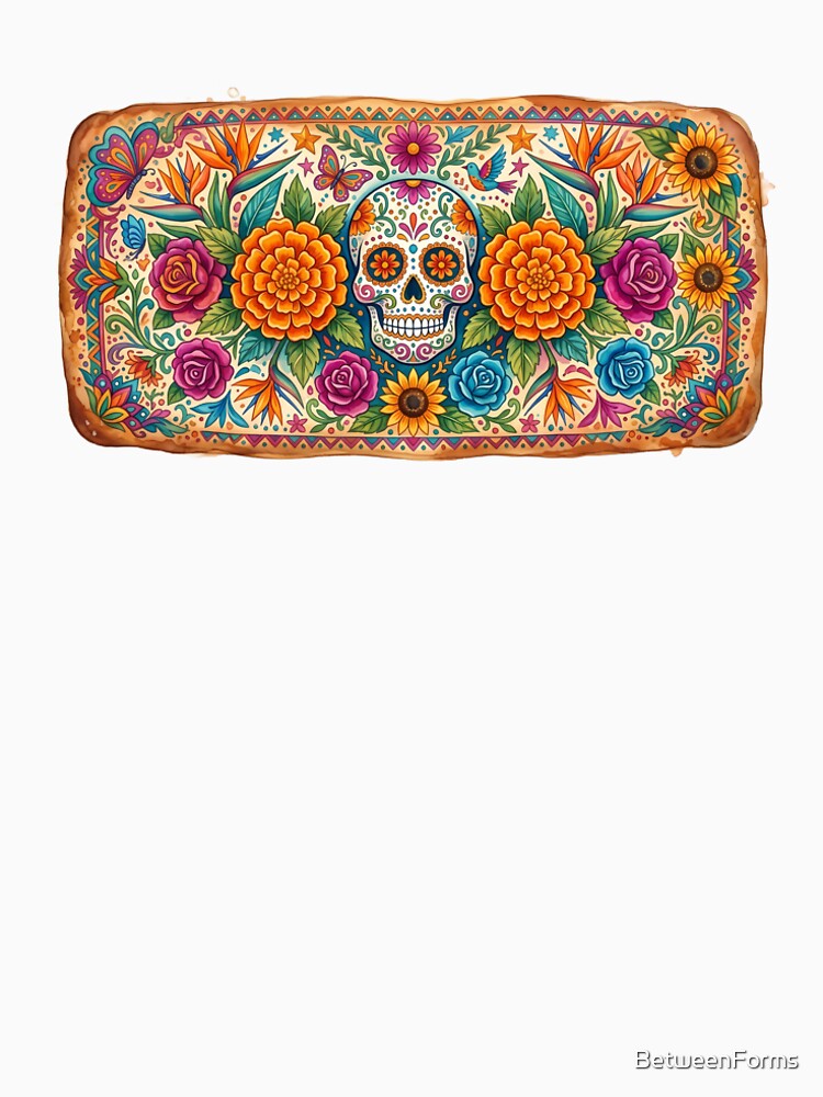 Dia De Los Muertos Sugar Skull Floral Mural Illustration by BetweenForms