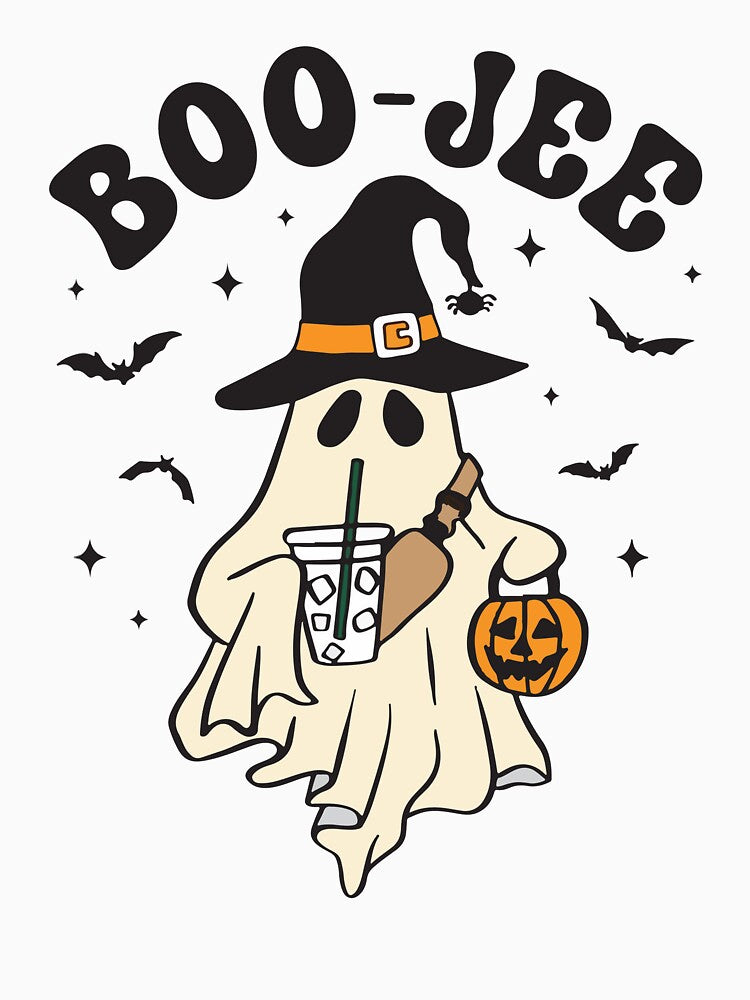 Cute ghost boo with ice coffee by BrownHorse90s
