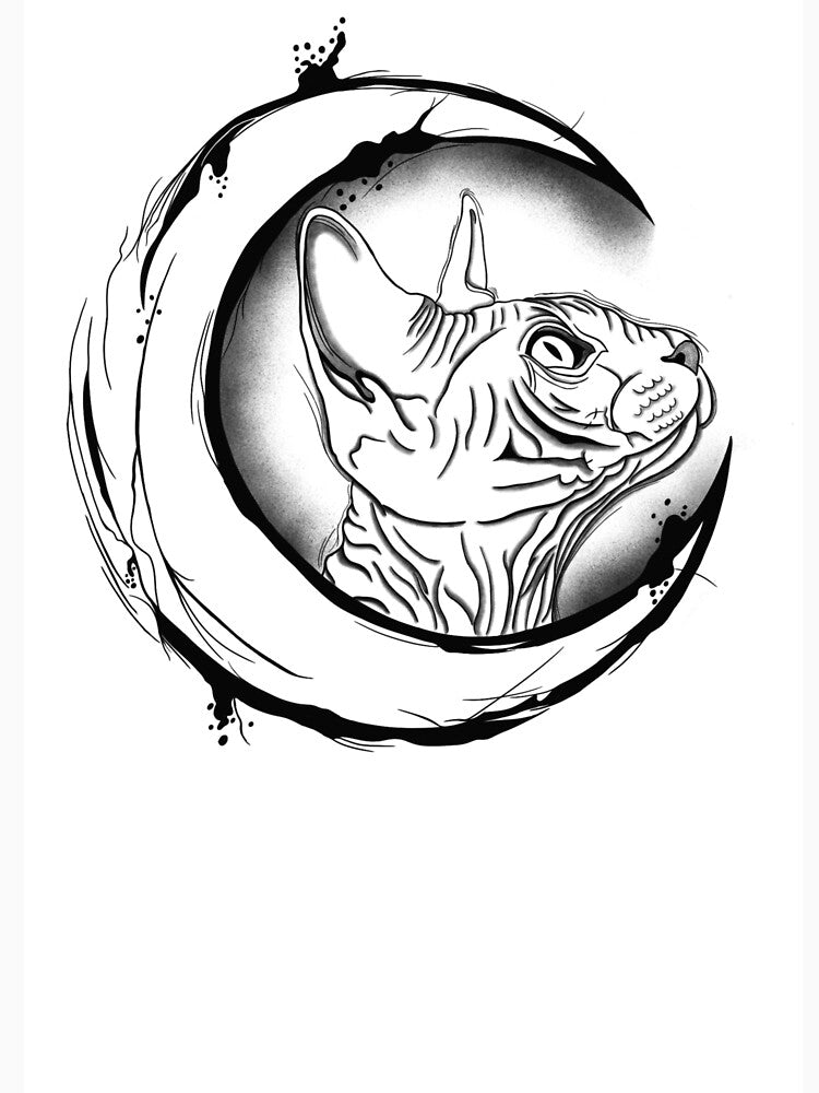 Cat in moon by Joaotattoo