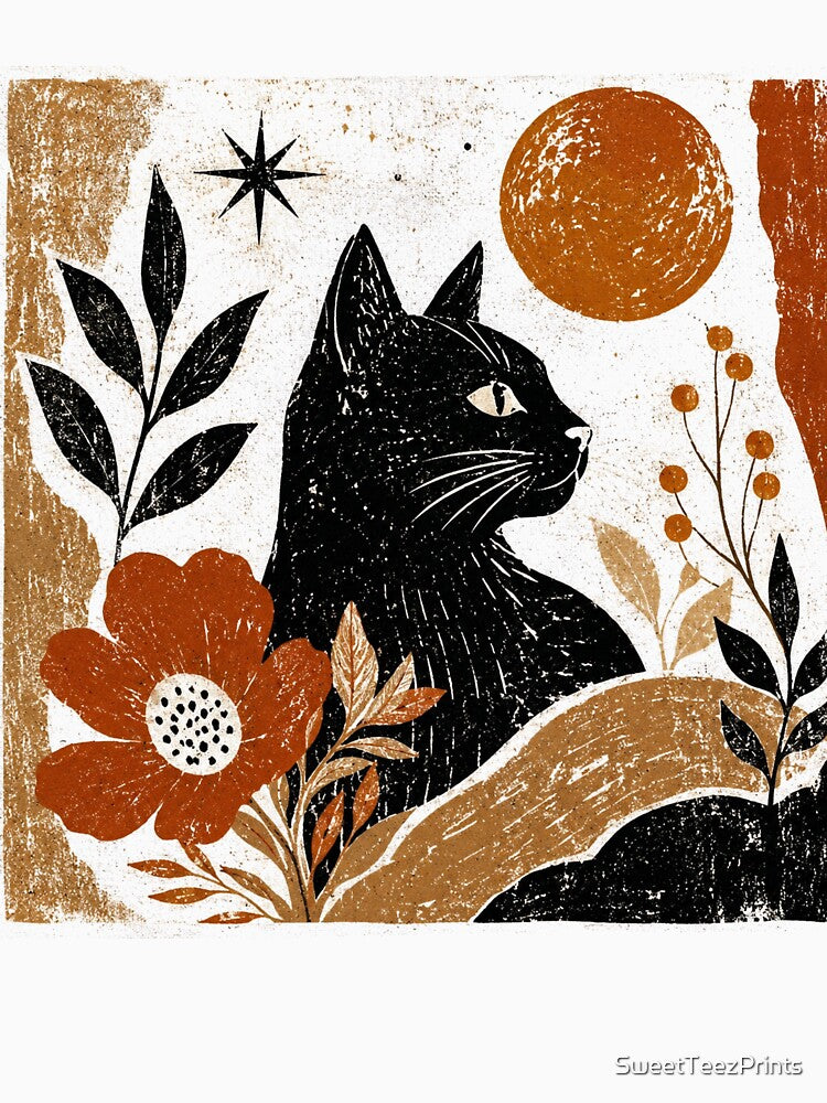 Midnight Magic – Boho Black Cat Fall Graphic by SweetTeezPrints