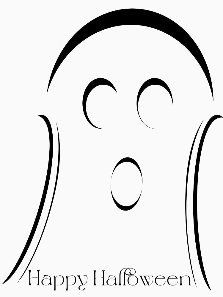 Cute Ghost with Happy Halloween Message (Black) by Risa-C