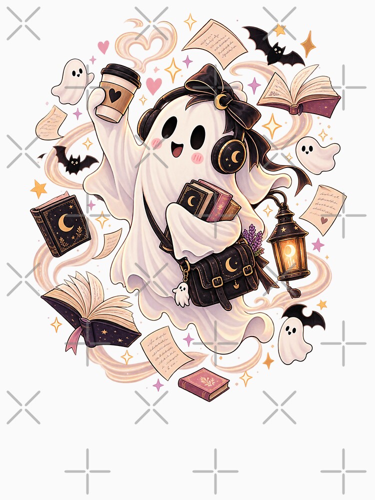 Cute Ghost Book Lover Aesthetic by RetroPop23