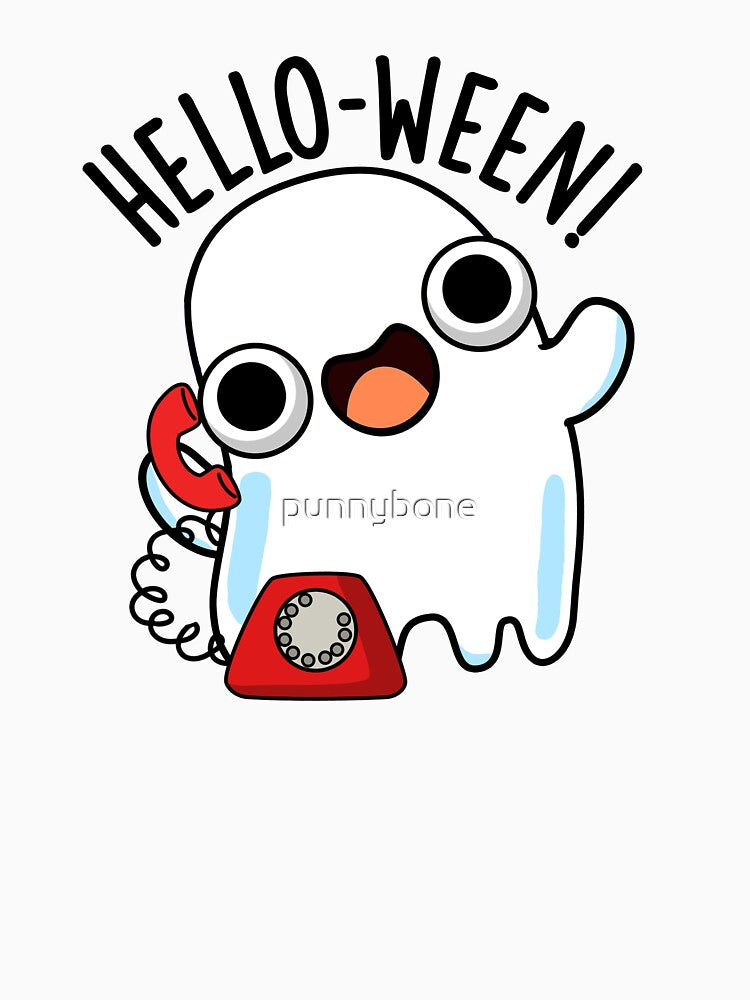 Hello-ween Funny Ghost Pun by punnybone