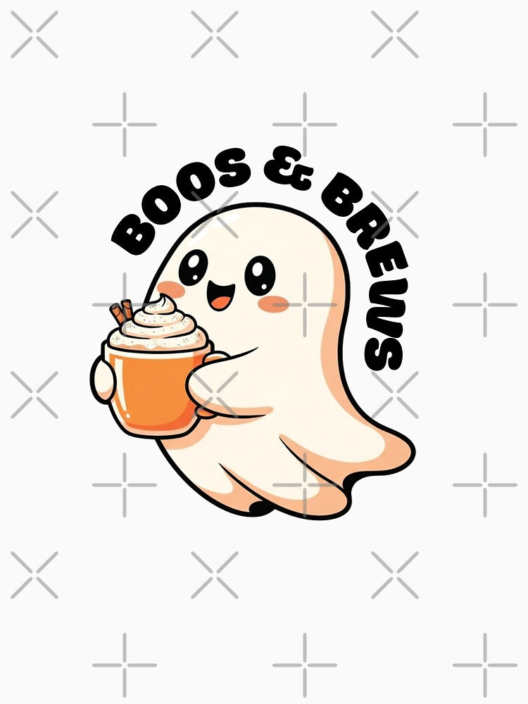 Cute Ghost with Coffee – Cozy Halloween Design by Rank Sol