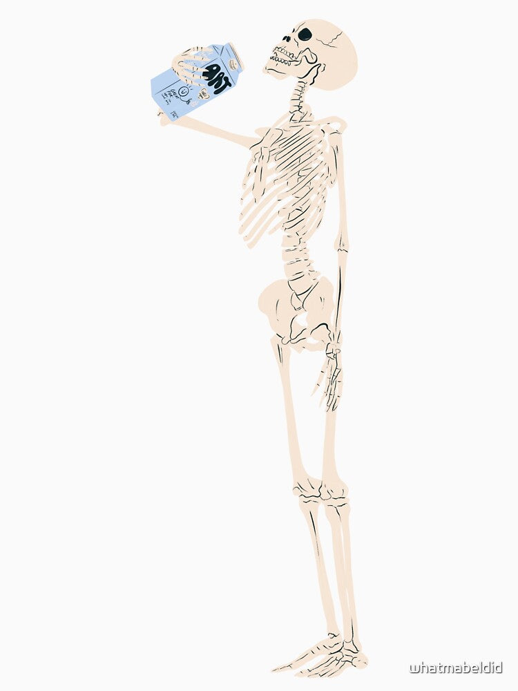 skeleton drinking oat milk by whatmabeldid