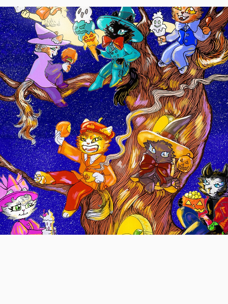 Halloween Cats Magic Spooky Tree by Antonaccio