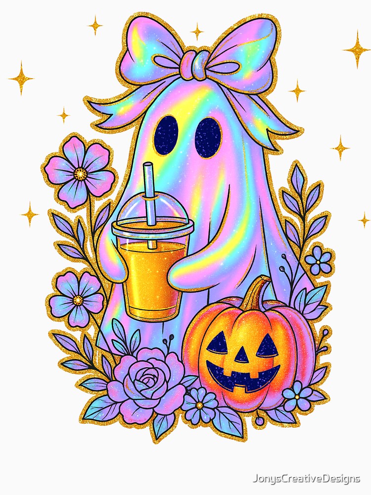 Iridescent ghost with a cup of coffee by JonysCreativeDesigns