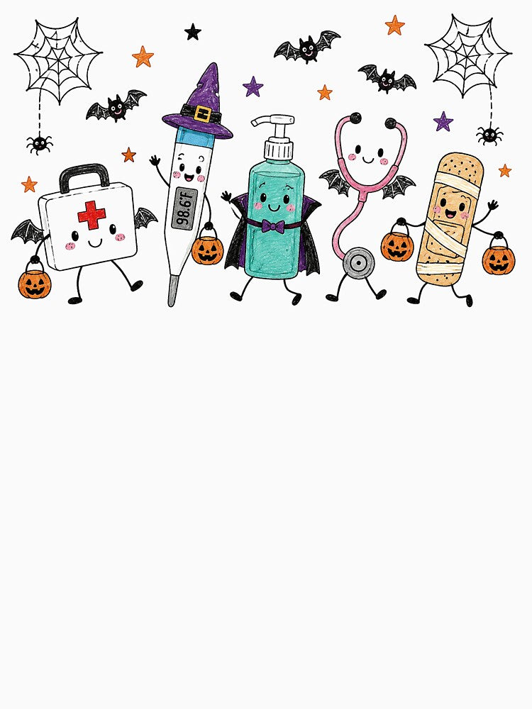 Cute Halloween Nurse, Spooky Medical Supplies, Stethoscope Pumpkin, Funny Nursing Halloween by CatiaStudioArt