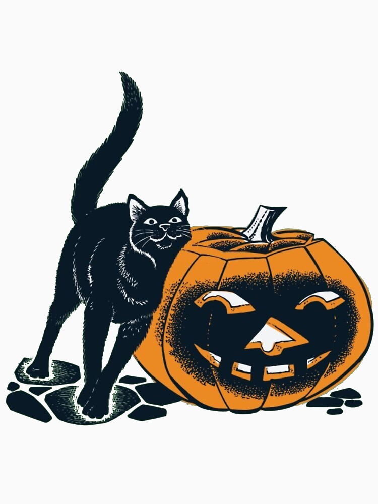 Black Cat and Carved Pumpkin by ketkidesign