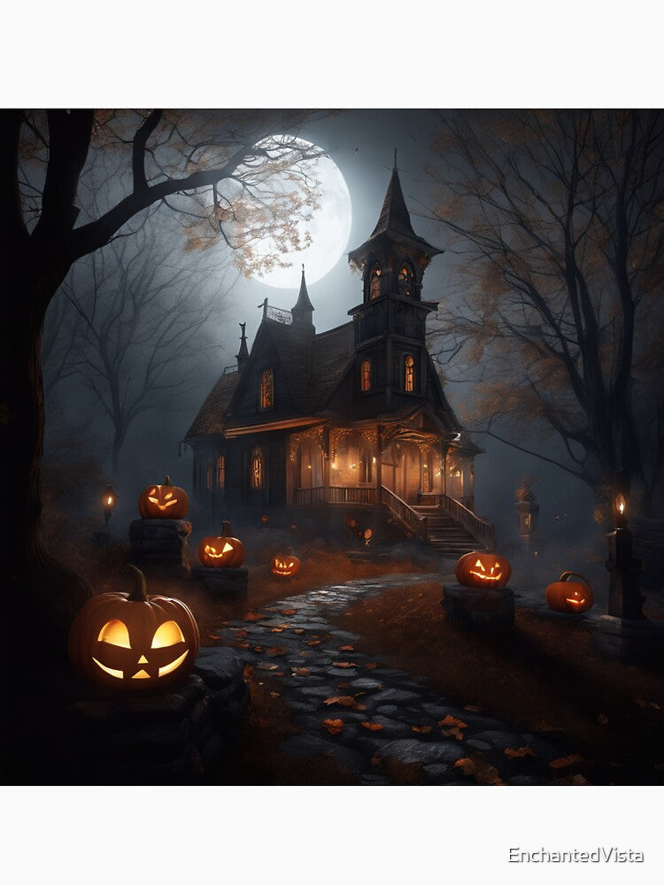 Haunted House Full Moon Eerie Scene by EnchantedVista
