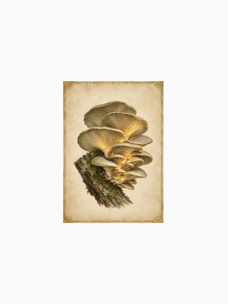 Oyster Mushroom Cluster Print | Vintage Botanical Fungi Wall Art | Gourmet Forager Gift by Brackenlume Studio