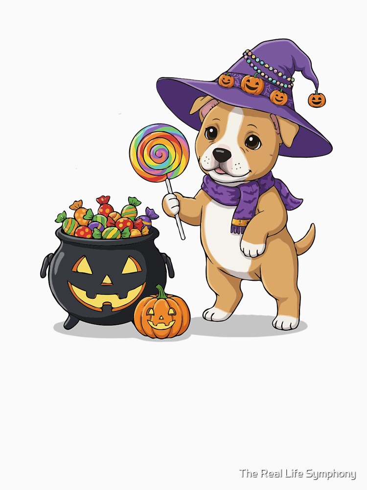 Magical Howl-oween Staffordshire Bull Terrier | Cute Halloween Dog Art by The Real Life Symphony