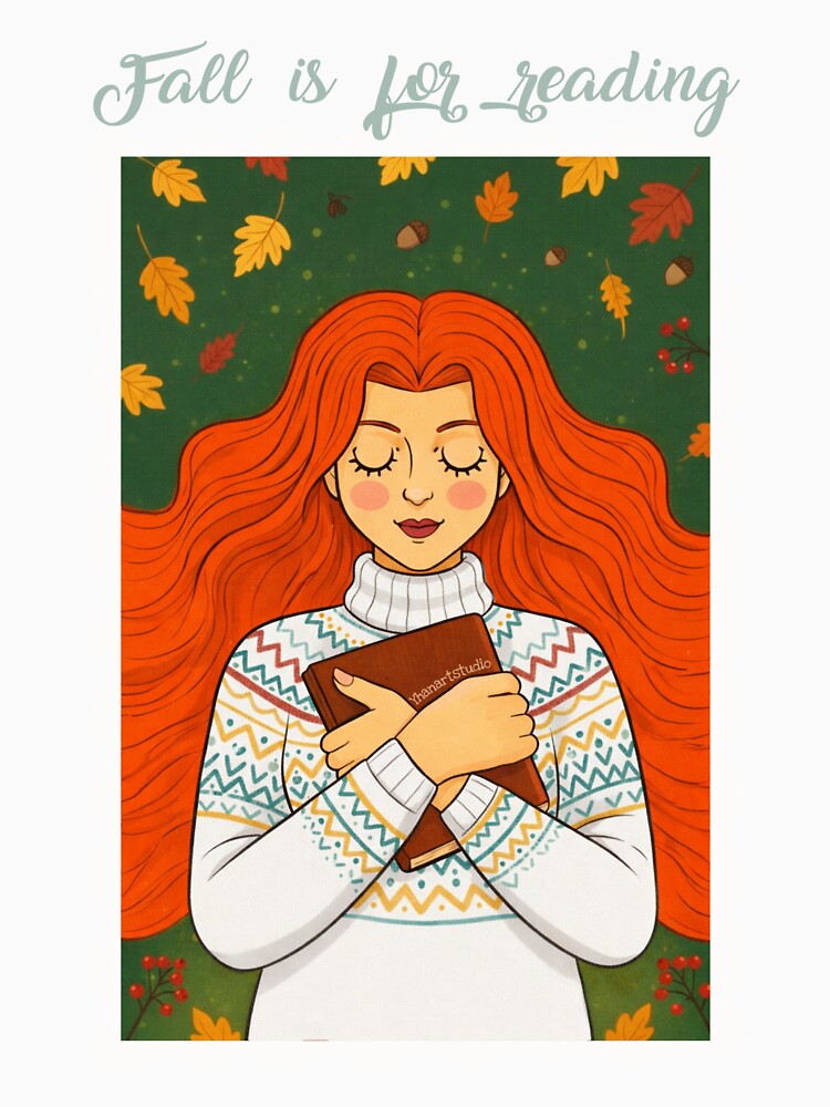 Fall is for reading, cozy girl by Yhanartstudio