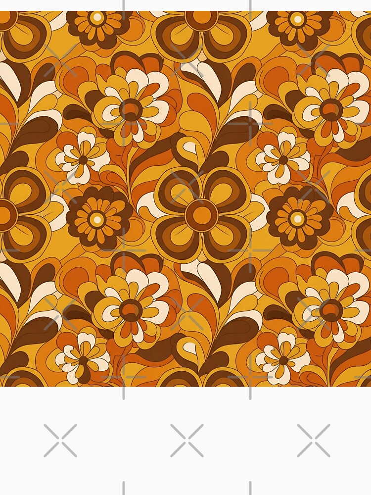 Retro 70s Autumn Floral Pattern - Groovy Fall Flowers by StickyGuys