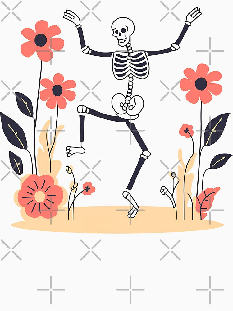 Skeleton Dancing, Skeleton and Flowers by DotisDreams