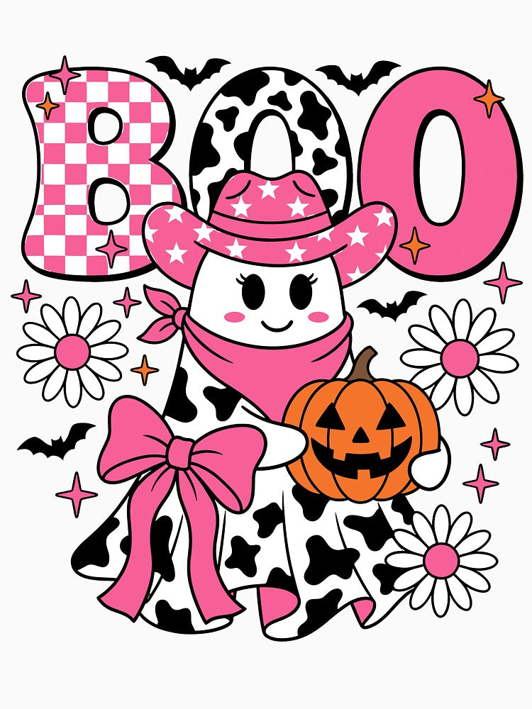 Pink Cowgirl Ghost Halloween Cute Western Boo by KroghDs