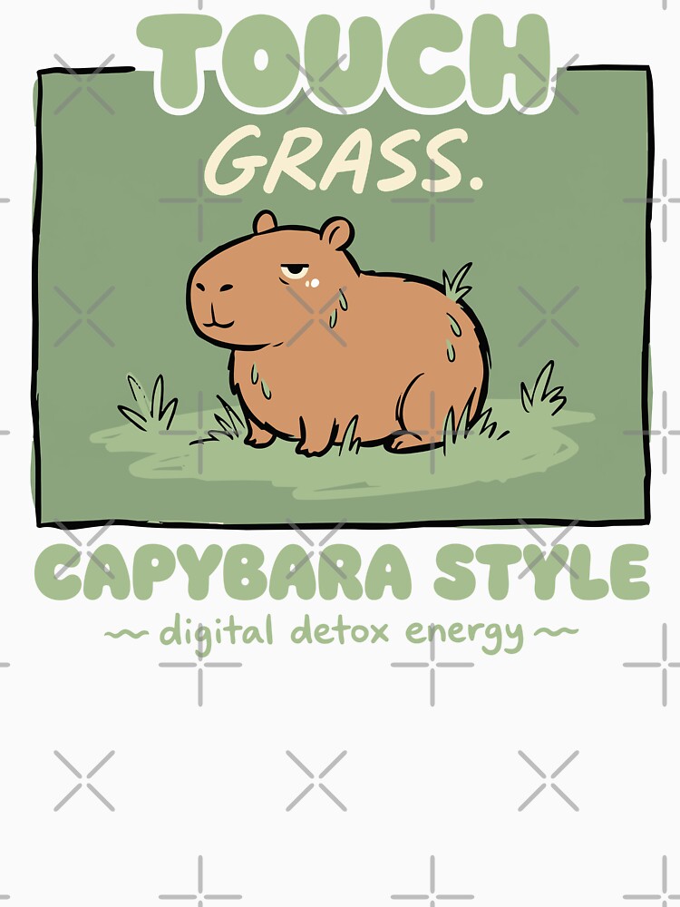 Capybara Touch Grass Digital Detox Funny Meme by Mdozet