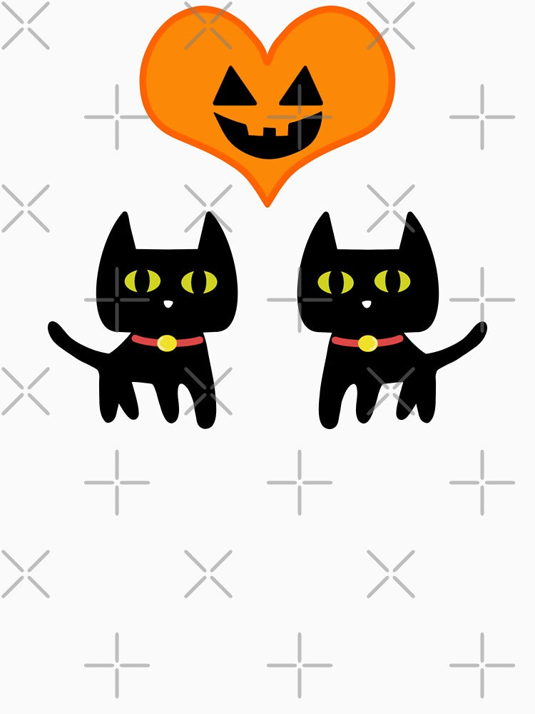 Black Cats and Halloween Pumpkin Heart by usernamenaijan