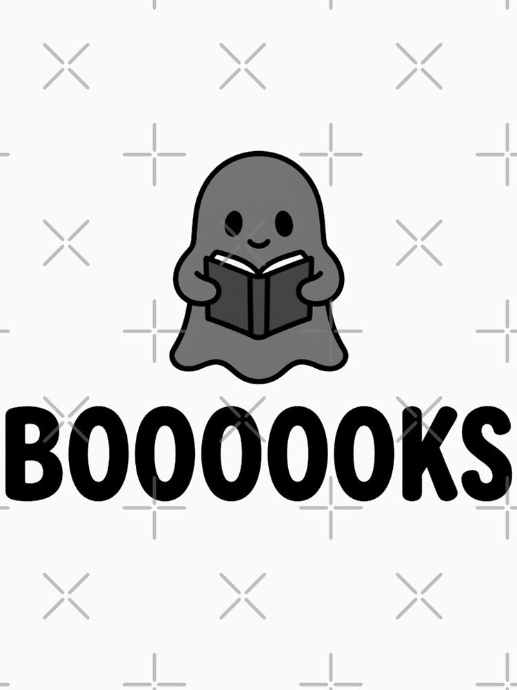 Boooooks Cute Ghost Reading a Book Funny Bookworm Spooky Literary by raedattia