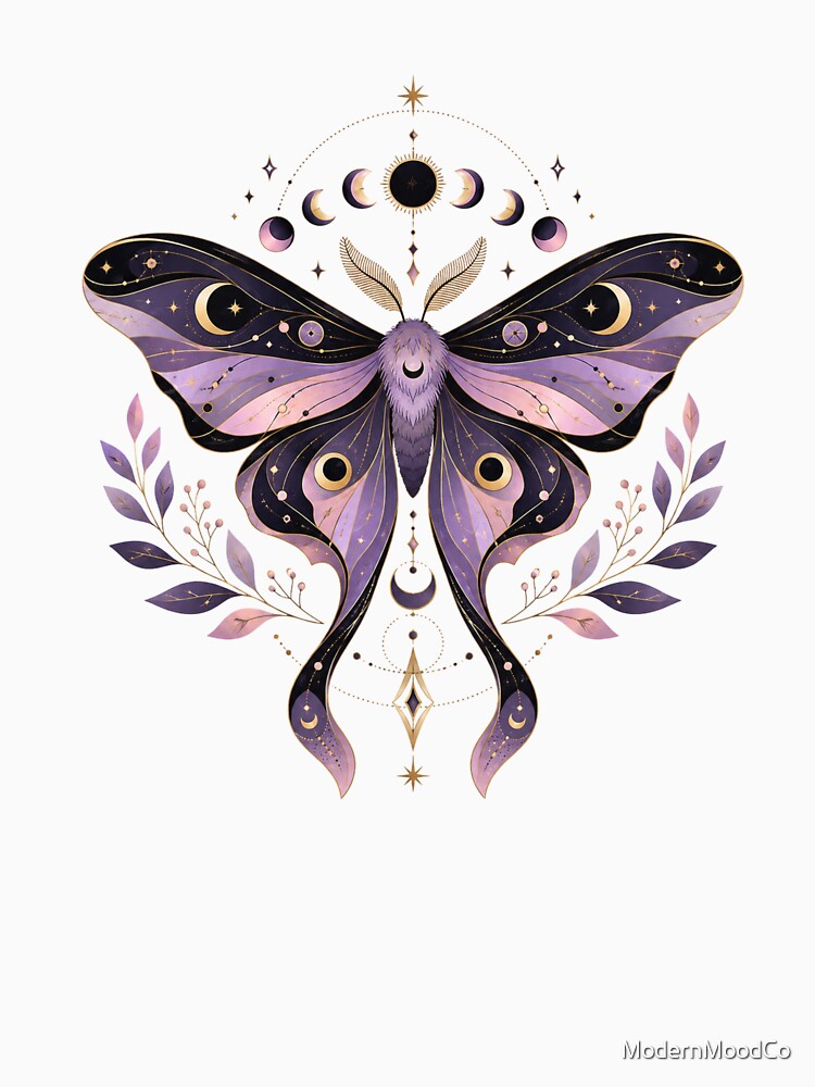 Mystical Cosmic Moth Moon Phase Sticker by ModernMoodCo