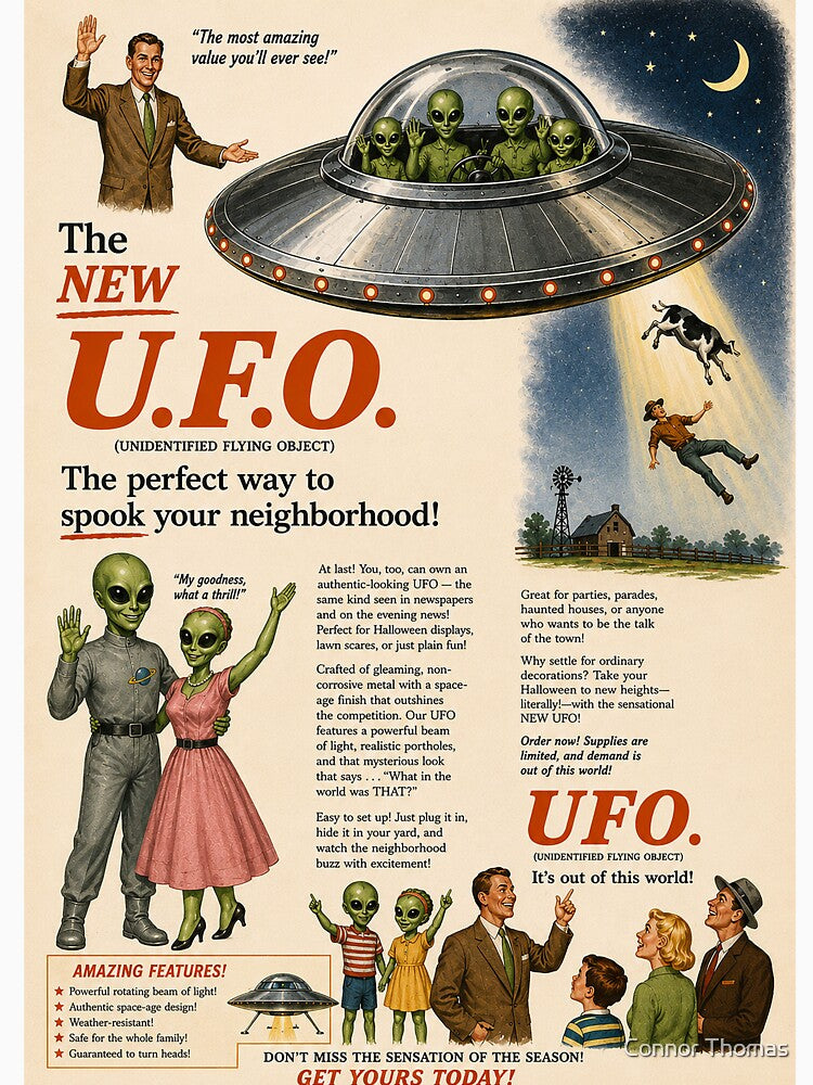 Vintage UFO Halloween Advertisement Poster by colligo