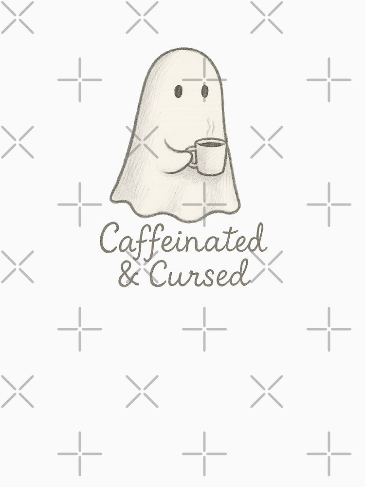 Caffeinated & Cursed – Ghost Coffee Sticker by Kampendesigns