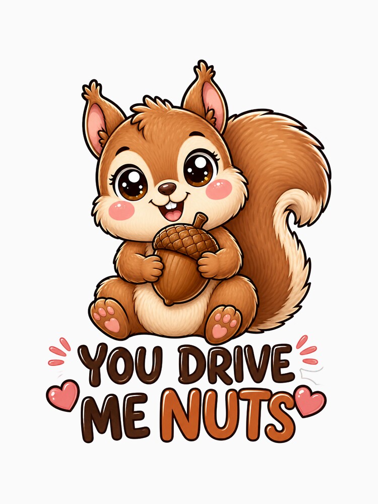 You Drive Me Nuts Cute Kawaii Squirrel by BoosterShop