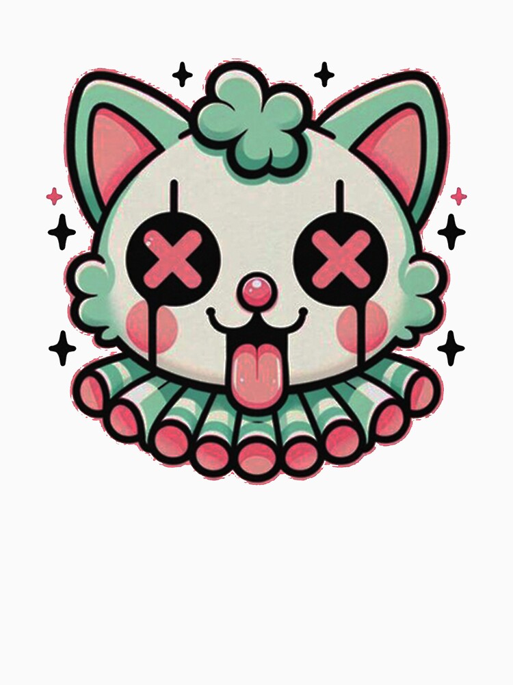 Creepy Pastel Clown Cat Illustration by erfazanitika