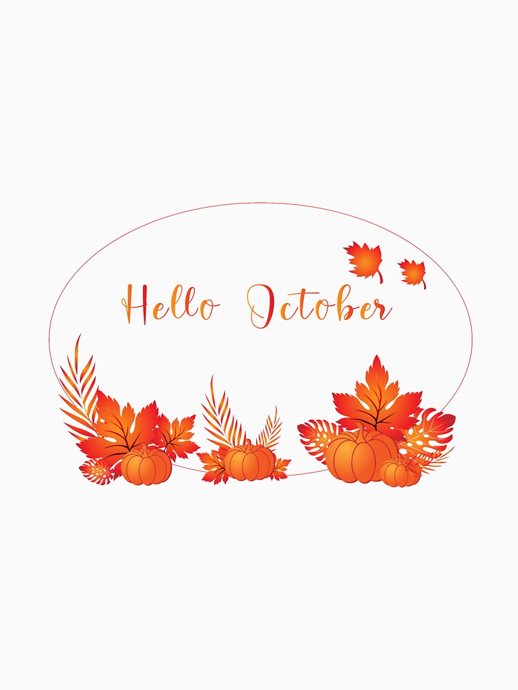 Hello October leaf and pumpkin by ZieProject