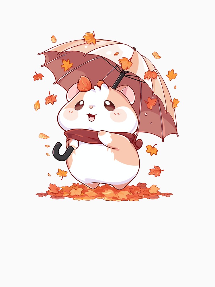 Cute Fall Hamster with Umbrella by KIBBYKO