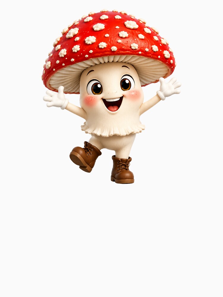Happy Fly Agaric Mushroom Cute Kawaii Forest Mushroom Character Adorable Toadstool Cartoon Sticker by RoPrincess