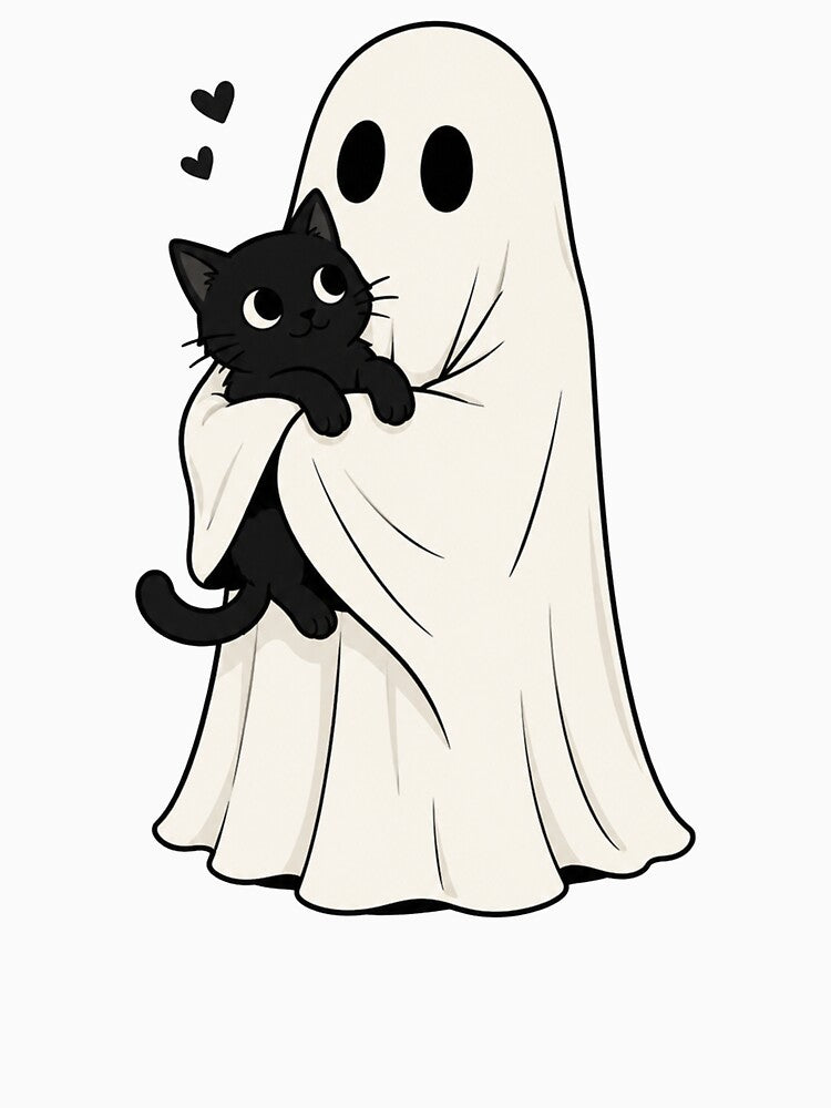 Halloween Ghost Holding Black Cat by Kladhadredo