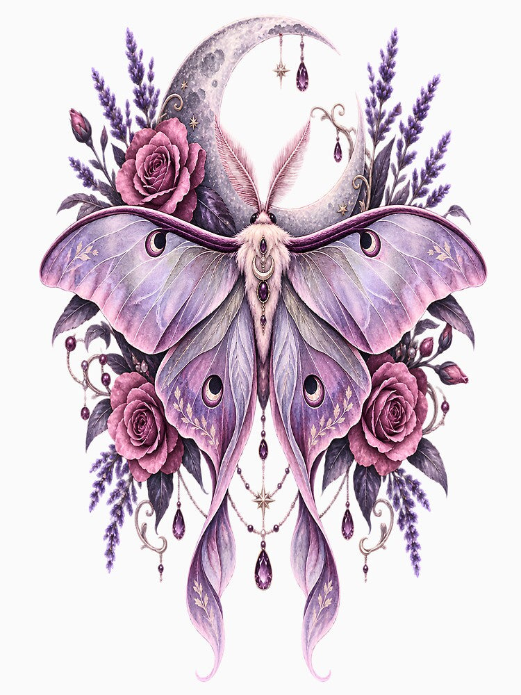 Luna Moth Celestial Moon Garden by SasmitaStudioCo