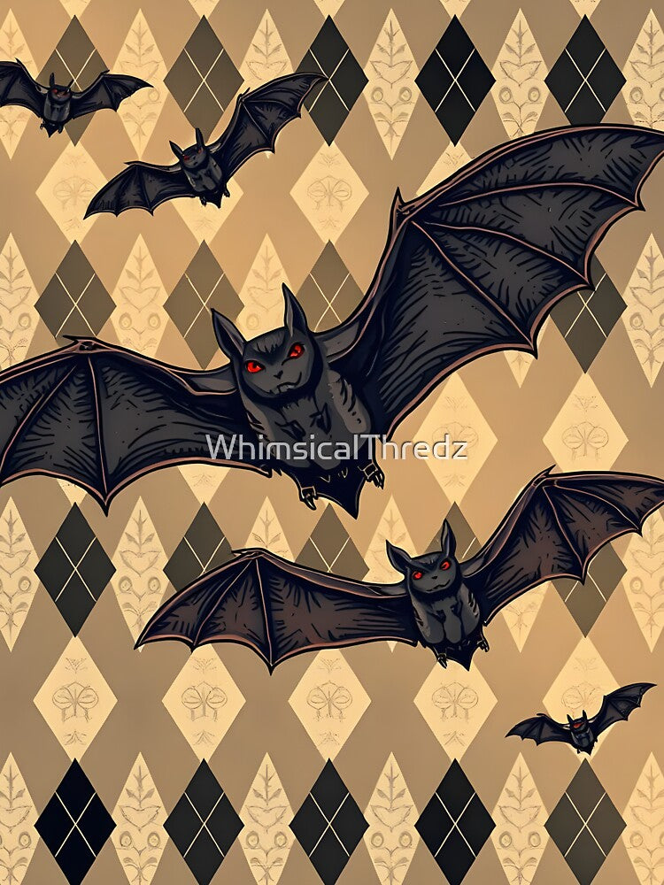 Classic Argyle Pattern with Bats – Spooky Gothic Preppy Design by WhimsicalThredz