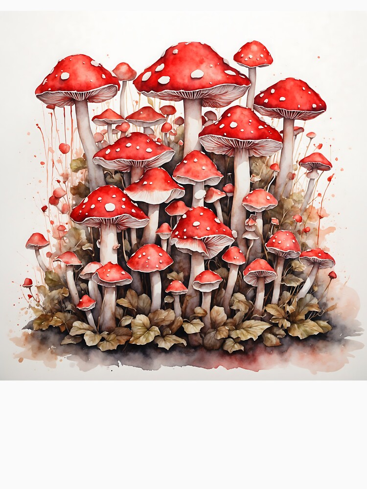 Red Toadstool Mushrooms Watercolor Art by RawNaturePrints
