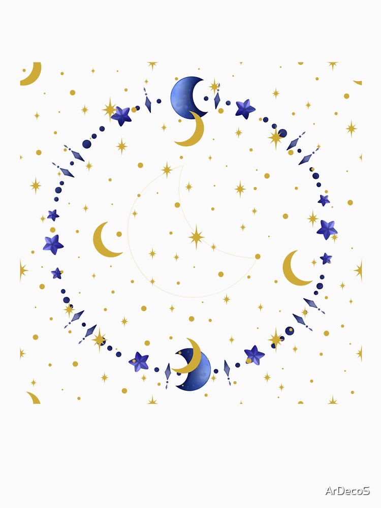 Red Celestial Art with Moons and Stars by ArDecoS