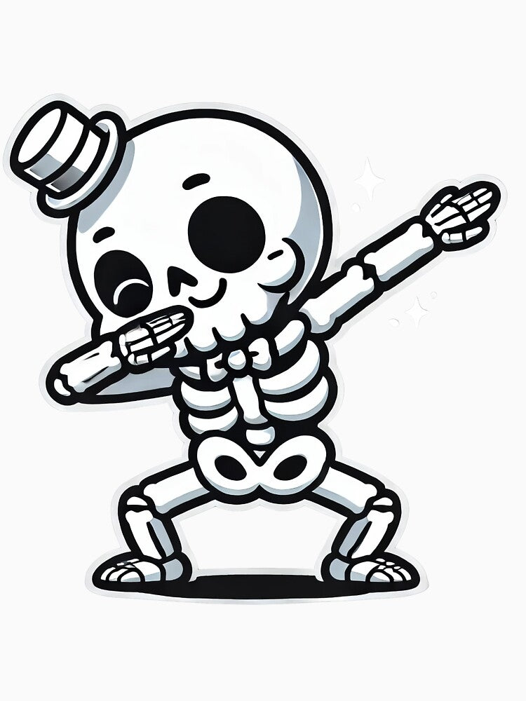 Dabbing Skeleton with Top Hat Cartoon Design by NTTWJIYA