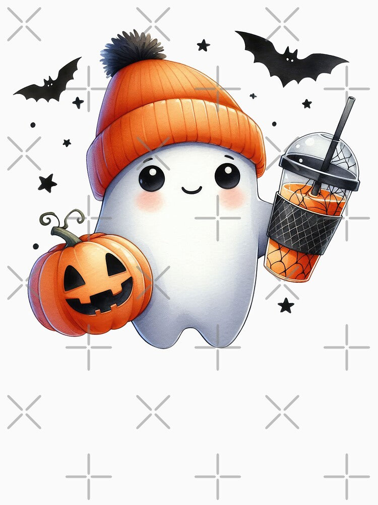 Cozy Ghost with Pumpkin and Coffee by simonbluevski